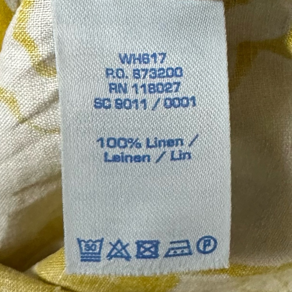 Boden 10 Long mustard yellow floral linen 3/4 sleeve dress - Picture 8 of 8